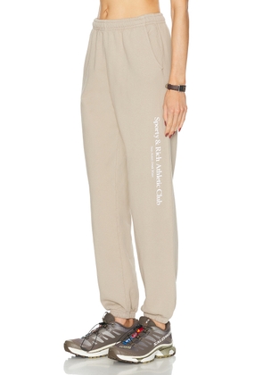 Sporty & Rich Athletic Club Sweatpant in Elephant & White - Taupe. Size L (also in M, S, XS).