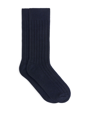 Cashmere Rib Socks - Blue