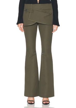 Courreges Modular Overskirt Cotton Bootcut Pant in Camouflage Green - Army. Size 36 (also in ).