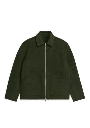 Short Double-Face Wool Jacket - Green