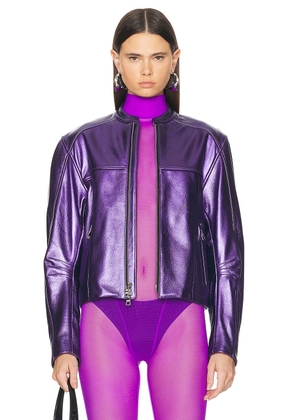 LaQuan Smith Bomber Jacket in Grape - Purple. Size M (also in S).