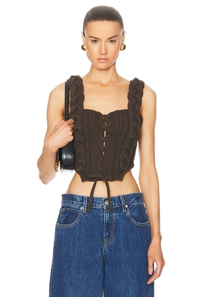 LPA Taylie Cable Corset in Brown - Brown. Size L (also in M, S, XL, XS, XXS).