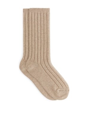 Cashmere Blend Socks - Beige