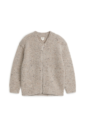 Knitted Neps Cardigan - Beige