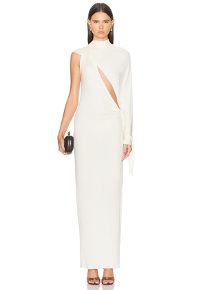 Atlein One Shoulder Cut Out Draped Dress in Coa Off White - White. Size 36 (also in 38).
