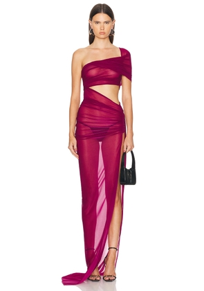 Atlein Draped One Shoulder Gown in Coa Grenat - Pink. Size 40 (also in ).