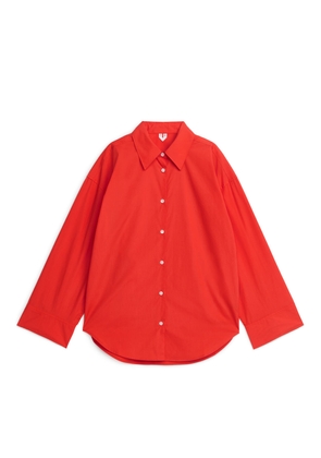 Relaxed Poplin Shirt - Red