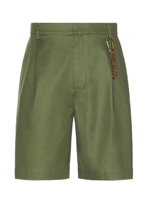 DARKPARK Danny Wide Leg Shorts in Military Green - Army. Size 46 (also in 48, 50, 52).