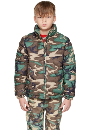 ERL Kids Green Camouflage Down Jacket