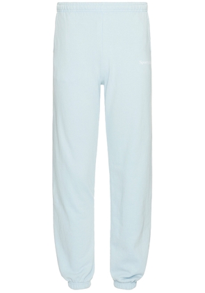 Sporty & Rich Serif Logo Sweatpants in Baby Blue & White - Baby Blue. Size L (also in M, S, XL/1X).