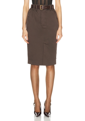 Saint Laurent Pencil Skirt in Dark Brown - Army. Size 25 (also in 27, 28).
