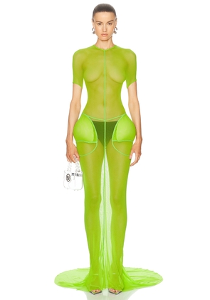 Jean Paul Gaultier X Shayne Oliver Mesh Fishtail Dress in Lime - Green. Size XS (also in S).