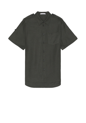 Helmut Lang Epaulette Short Sleeve Shirt in Graphite - Grey. Size L (also in M, S, XL/1X).