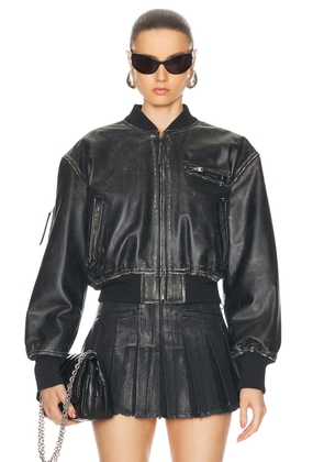 Acne Studios Cropped Leather Jacket in Black - Black. Size 34 (also in 40, 42).