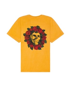 ONE OF THESE DAYS Wreath Of Roses Tee in Mustard - Mustard. Size L (also in M, XL/1X).