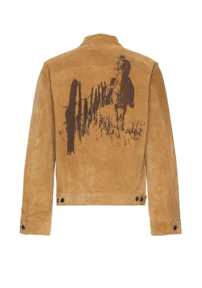 ONE OF THESE DAYS Along The Fence Trucker Jacket in Tobacco Suede - Tan. Size M (also in XL/1X).