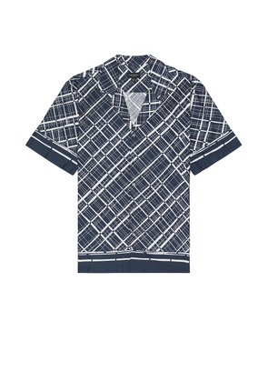 Club Monaco Border Grid Shirt in Navy - Navy. Size S (also in ).