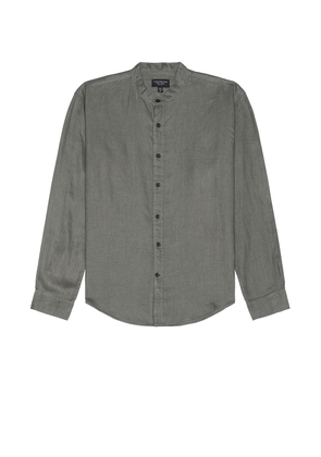 Club Monaco Linen Shirt in Stripe - Dark Gray - Grey. Size L (also in M, S, XL/1X).