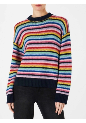Mc2 Saint Barth Woman Multicolor Striped Crochet Sweater