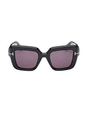 TOM FORD Esme Sunglasses in Shiny Black & Smoke - Black. Size all.