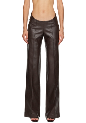 Aya Muse Brown Tolobu Faux-Leather Trousers