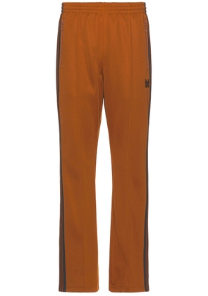 Needles Boot-Cut Track Pant Poly Smooth in Rust - Rust. Size L (also in M, S, XL/1X).