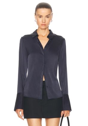 St. Agni Soft Silk Shirt in Inkwell - Navy. Size L (also in M, XS).