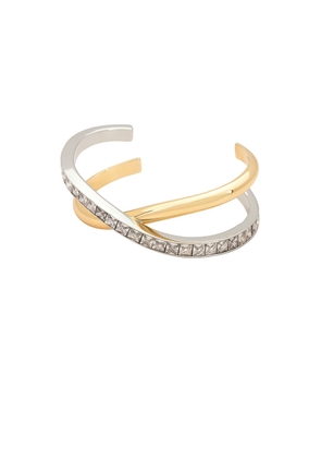 Demarson Amani Cuff Bracelet in 12k Shiny Gold & Crystal - Metallic Gold. Size all.