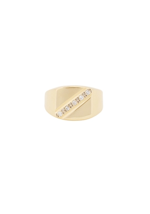 23CARAT Vintage Diagonal Signet Ring in Diamond & 9k Yellow Gold - Metallic Gold. Size 8.5 (also in ).