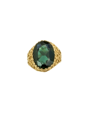 23CARAT Vintage Spinel Floral Signet Ring in 9k Yellow Gold & Hunter Green - Metallic Gold. Size 7.5 (also in ).