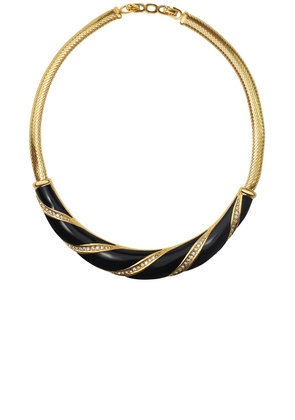 23CARAT Vintage Christian Dior Enamel Crystal Tubogas Necklace in Gold Tone - Metallic Gold. Size all.