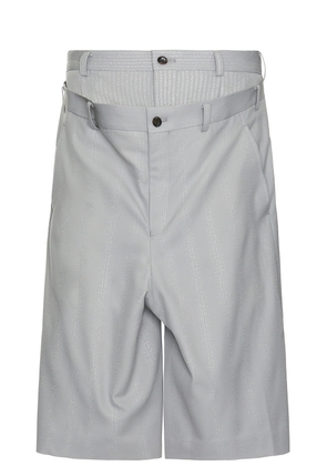 COMME des GARCONS Homme Plus Wool Stripe Short in A Ptn & B Ptn - Light Grey. Size M (also in L, XL/1X).
