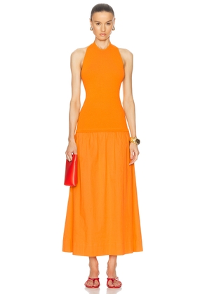 Simon Miller Junjo Knit Poplin Dress in Sherbet Orange - Orange. Size L (also in M, S).
