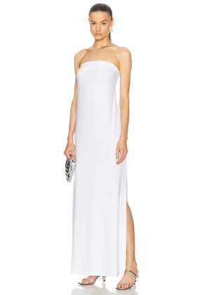 Norma Kamali Strapless Tailored Side Slit Gown in Snow White - Ivory. Size L (also in M, S, XS).