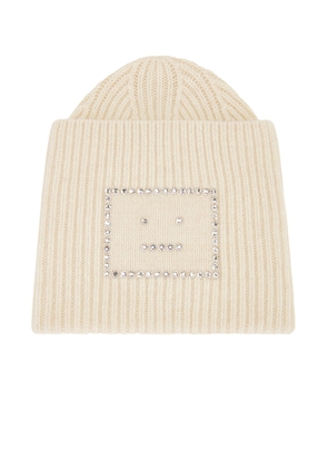 Acne Studios New Crystal Face Beanie in Oatmeal Melange - Cream. Size all.