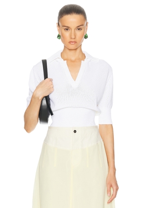 Proenza Schouler Reeve Polo Top in Off White - White. Size L (also in S, XS).