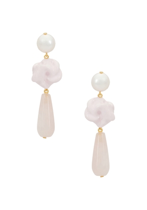 Completedworks Freshwater Pearl & Rose Quartz Earring in Pink 18k Gold Plate - Pink. Size all.