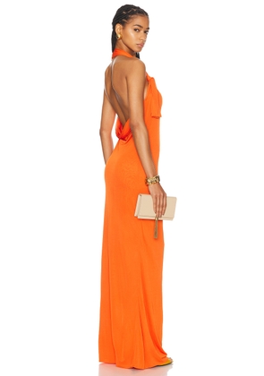 Saint Laurent Jersey Halterneck Dress in Orange - Orange. Size 38 (also in 40, 42).