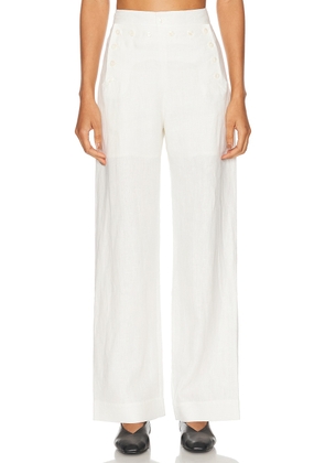 BODE Linen Sailor Trouser in White - White. Size 26 (also in 28, 29, 30).