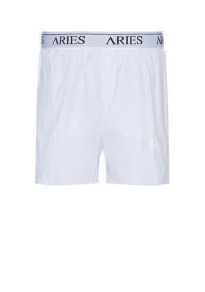 Aries Temple Boxer Shorts in Blue - White. Size L (also in M, S, XL/1X).