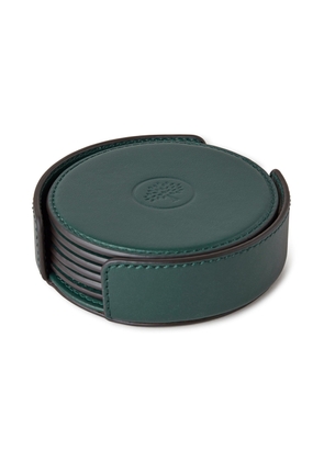 Mulberry Leather Coaster Set - Mulberry Green