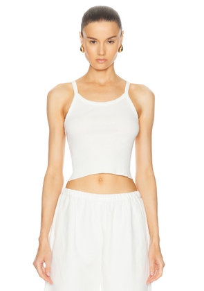 Eterne Cropped Rib Tank Top in Ivory - Ivory. Size L (also in M, S, XL, XS).
