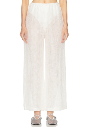 LESET Stella Wide Leg Pant in White - White. Size L (also in M, S, XS).