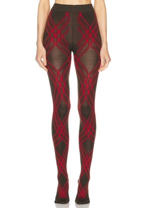 Burberry Tri Bar Tights in Snug & Pillar - Red. Size L (also in M, S).