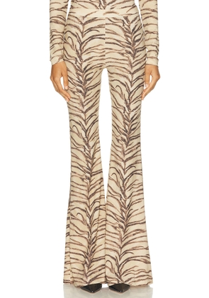 Stella McCartney Tiger Fluid Jersey Flare Trouser in Natural - Beige. Size M (also in S).