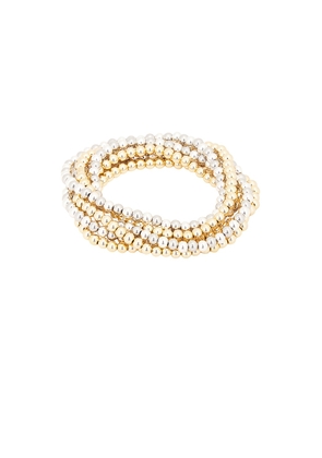 Roxanne Assoulin Mixed Metals Baby Bubble Set Bracelet in Gold & Silver - Metallic Gold. Size all.