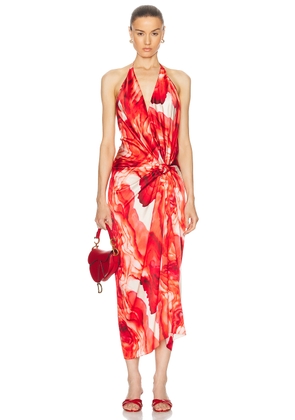 SILVIA TCHERASSI Guadalupe Dress in Multi Abstract Rouge - Red. Size L (also in M, S, XS).