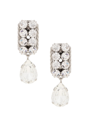 Alessandra Rich Pendant Earrings in Crystal & Silver - Metallic Silver. Size all.