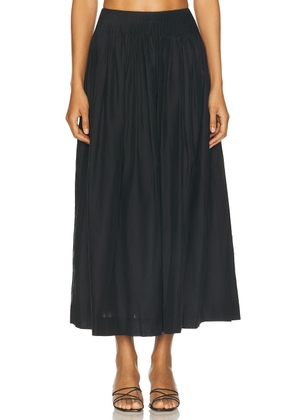 Loulou Studio Artemis Long Skirt With Gathers in Black - Black. Size L (also in M, S, XS).