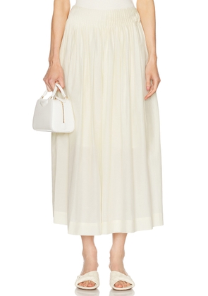 Loulou Studio Artemis Long Skirt With Gathers in Ivory - Ivory. Size L (also in M, S, XS).